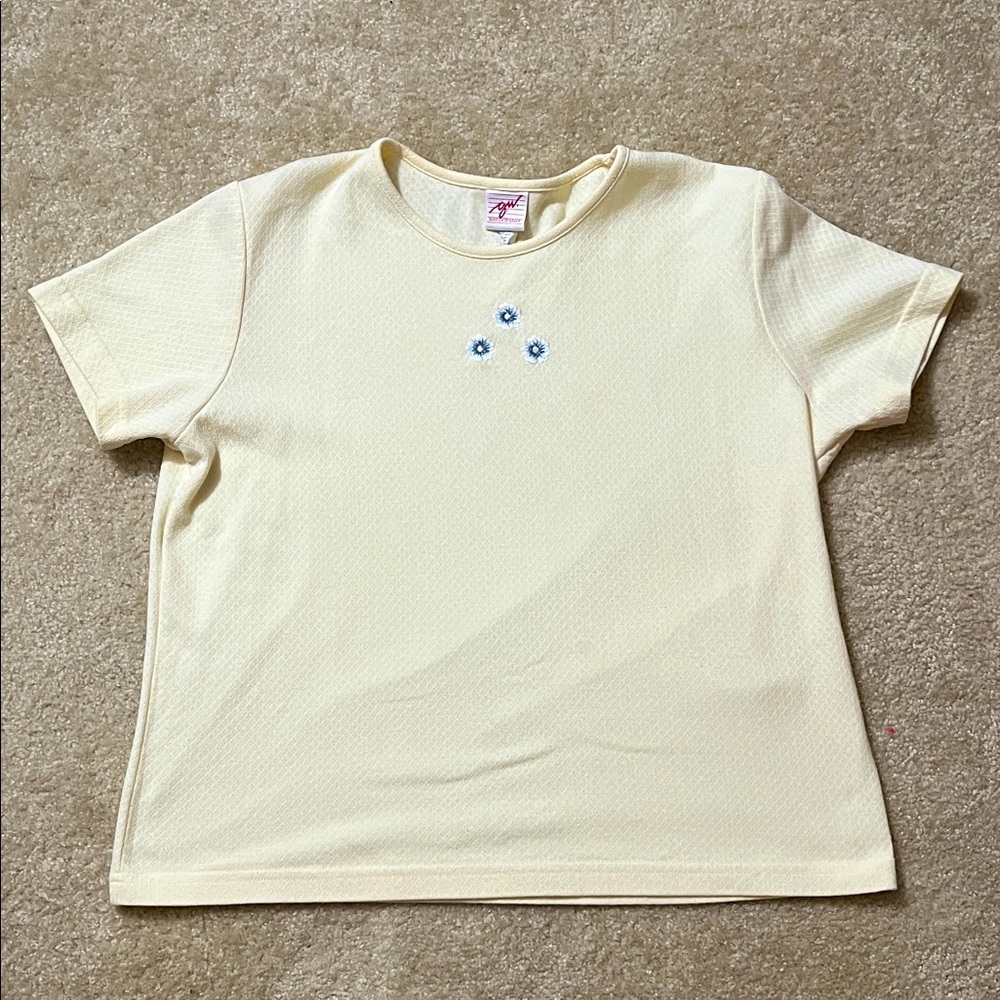 Vintage G.W. Butter Yellow Floral Tee Size L